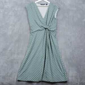 LANDS END Faux Wrap Twist Front Jersey Knit Sleeveless Dress Sage Green Sz S 6/8